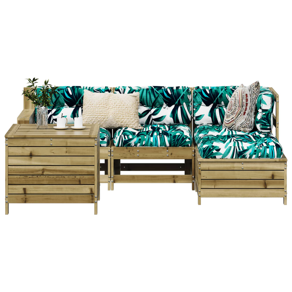 vidaXL 5 pcs conjunto de sofás para jardim madeira de pinho impregnada