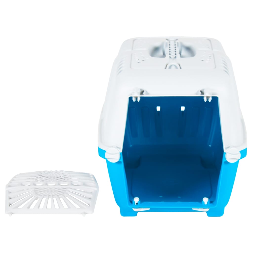 vidaXL Transportadora 48x31,5x33 cm polipropileno branco e azul