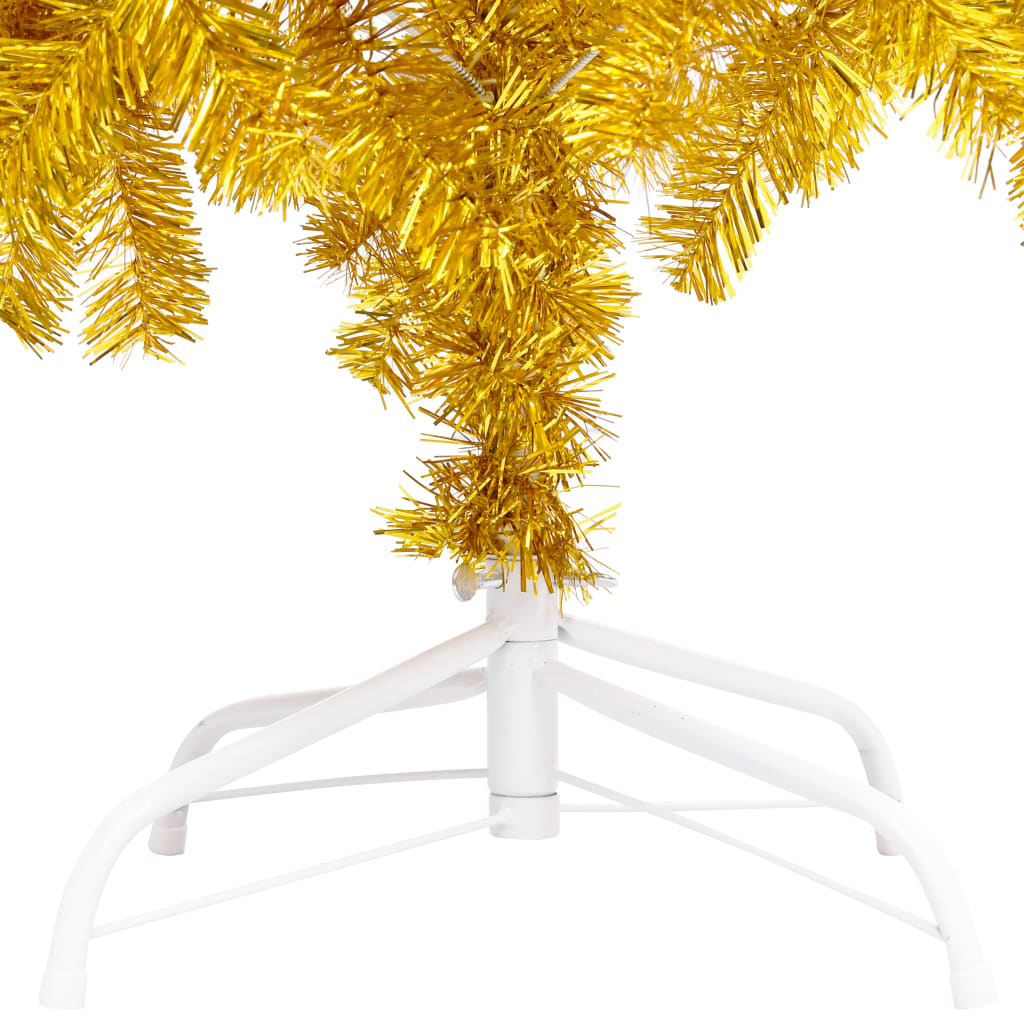 vidaXL Árvore Natal artificial pré-iluminada c/bolas 210cm PET dourado