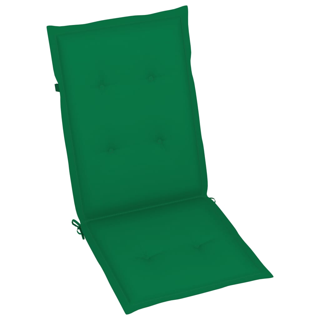 vidaXL Cadeiras de jardim c/ almofadões verdes 6 pcs teca maciça