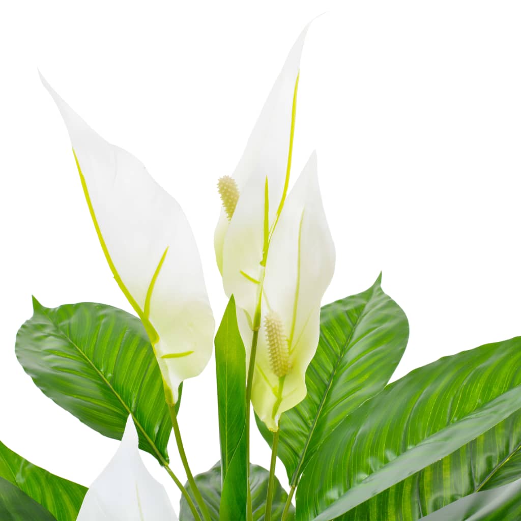 vidaXL Planta antúrio artificial com vaso 115 cm branco