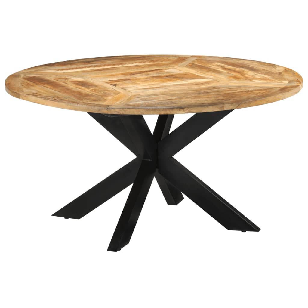 vidaXL Mesa de jantar Ø150x76 cm madeira de mangueira maciça áspera
