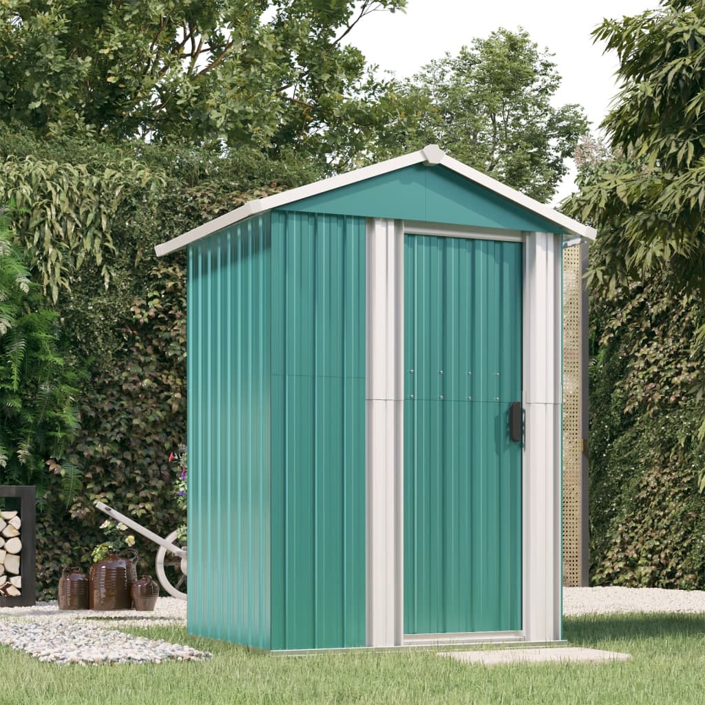 vidaXL Abrigo de jardim 126x97,5x177 cm aço galvanizado verde