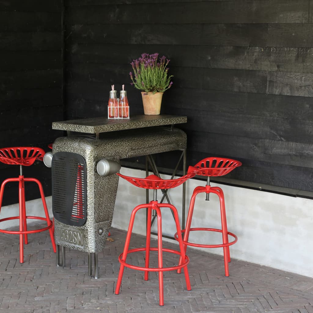 Esschert Design Cadeira de bar industrial vermelho