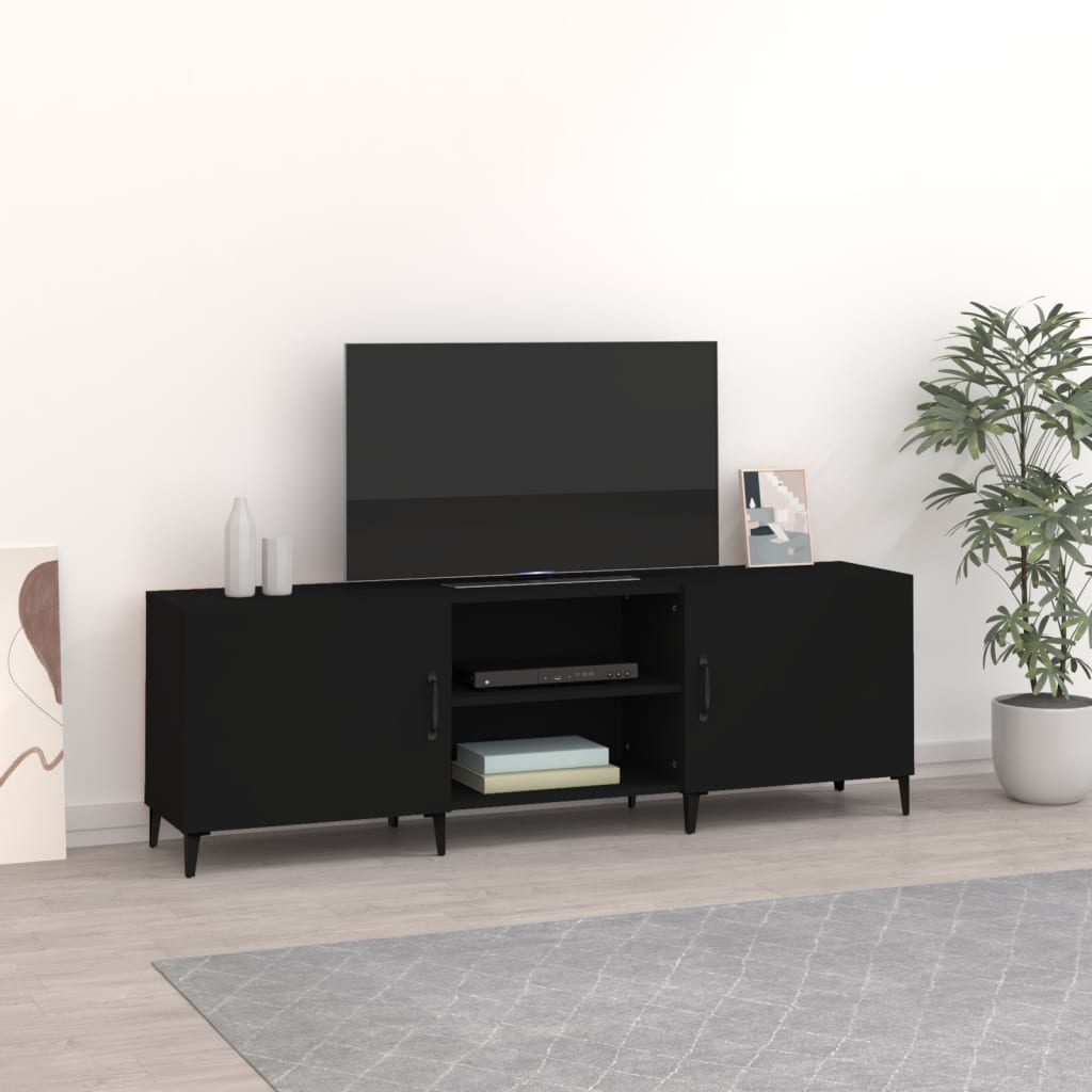 vidaXL Móvel para TV 150x30x50 cm derivados de madeira preto