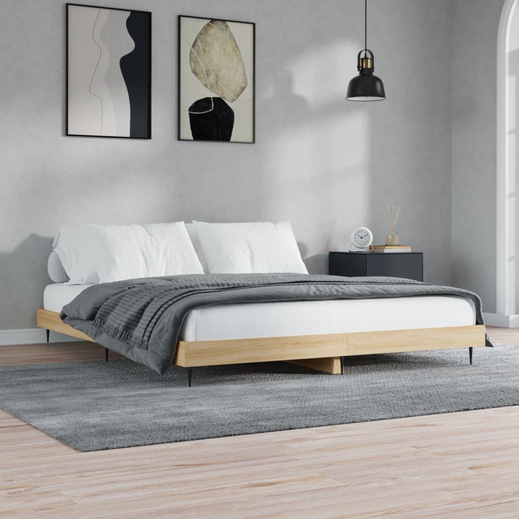 vidaXL Estrutura de cama 200x200 cm derivados madeira carvalho sonoma