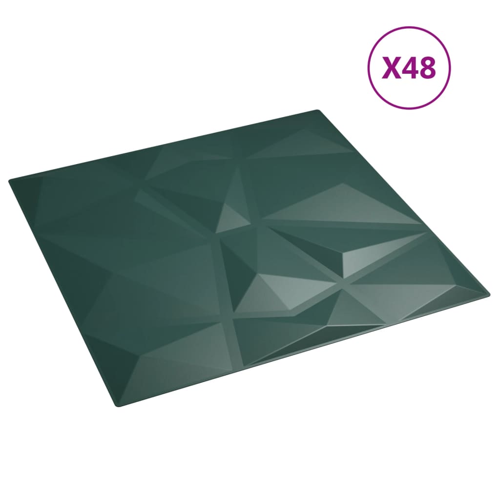 vidaXL Painéis de parede 48 pcs 50x50 cm 12m² XPS diamante verde