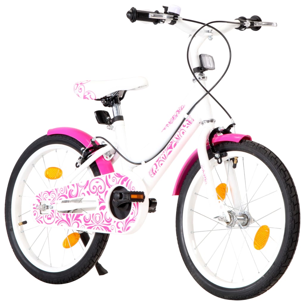 vidaXL Bicicleta de criança roda 18" rosa e branco