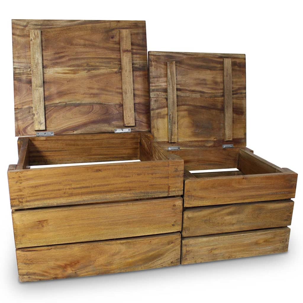 vidaXL Conjunto de caixas de arrumação 2 pcs madeira reciclada maciça