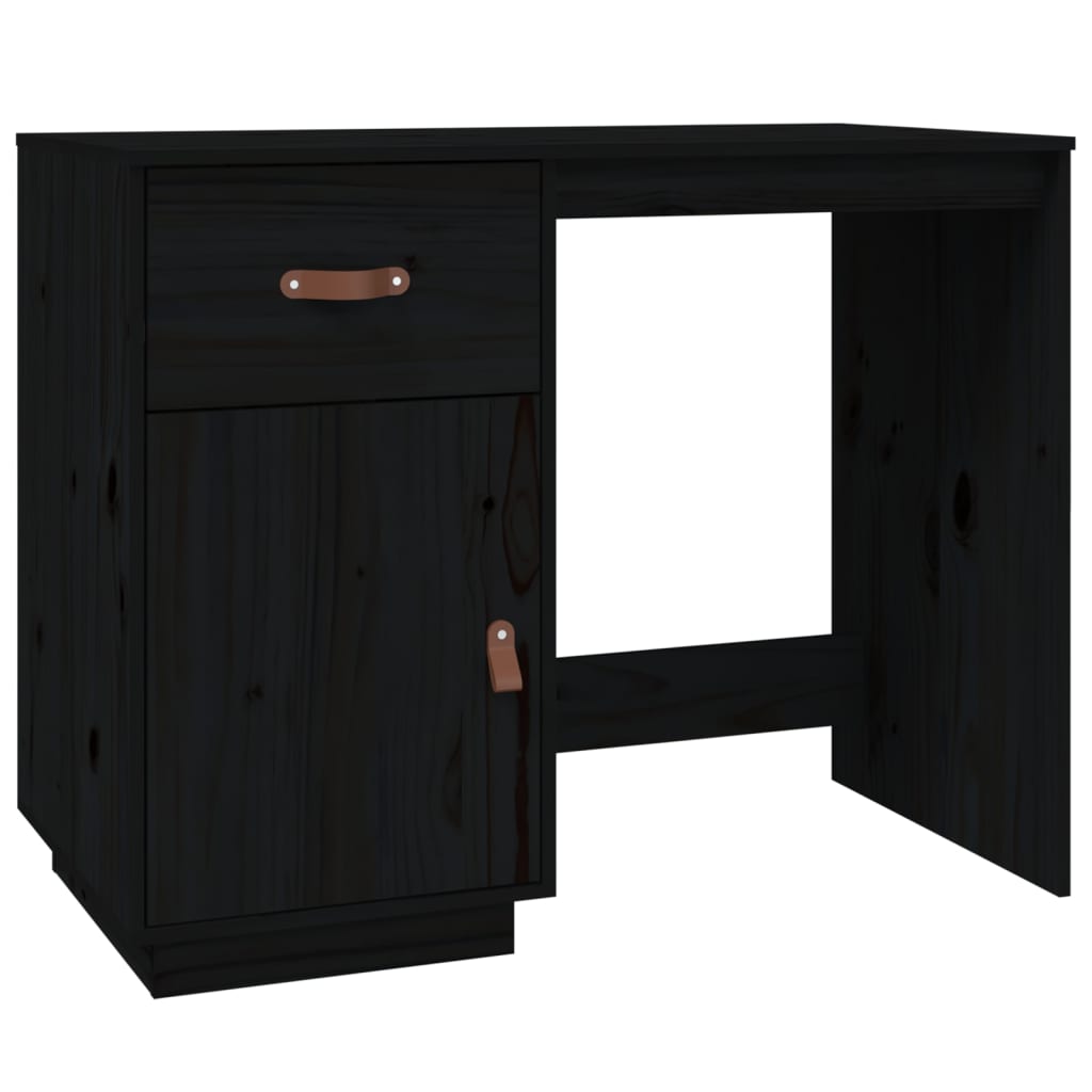 vidaXL Secretária com armários 135x50x75 cm madeira pinho maciça preto