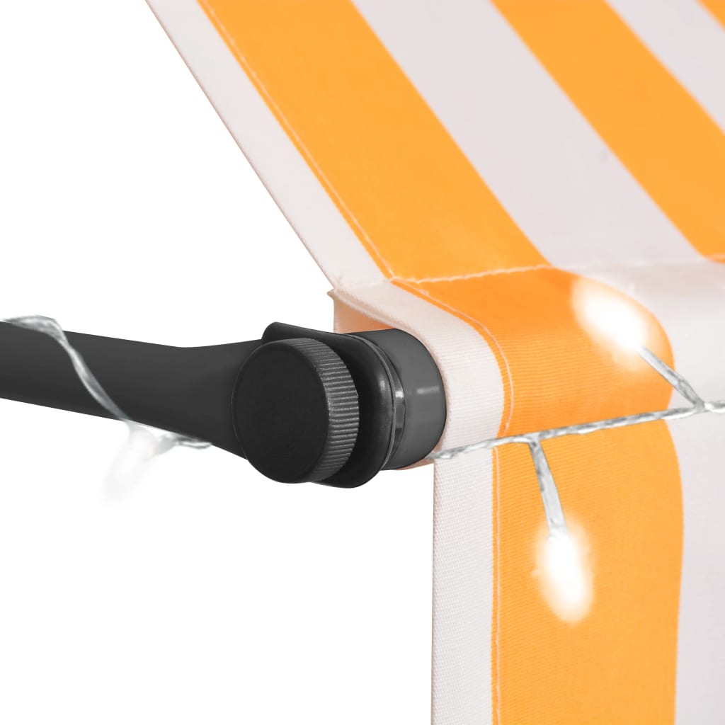vidaXL Toldo retrátil manual com LED 250 cm branco e laranja