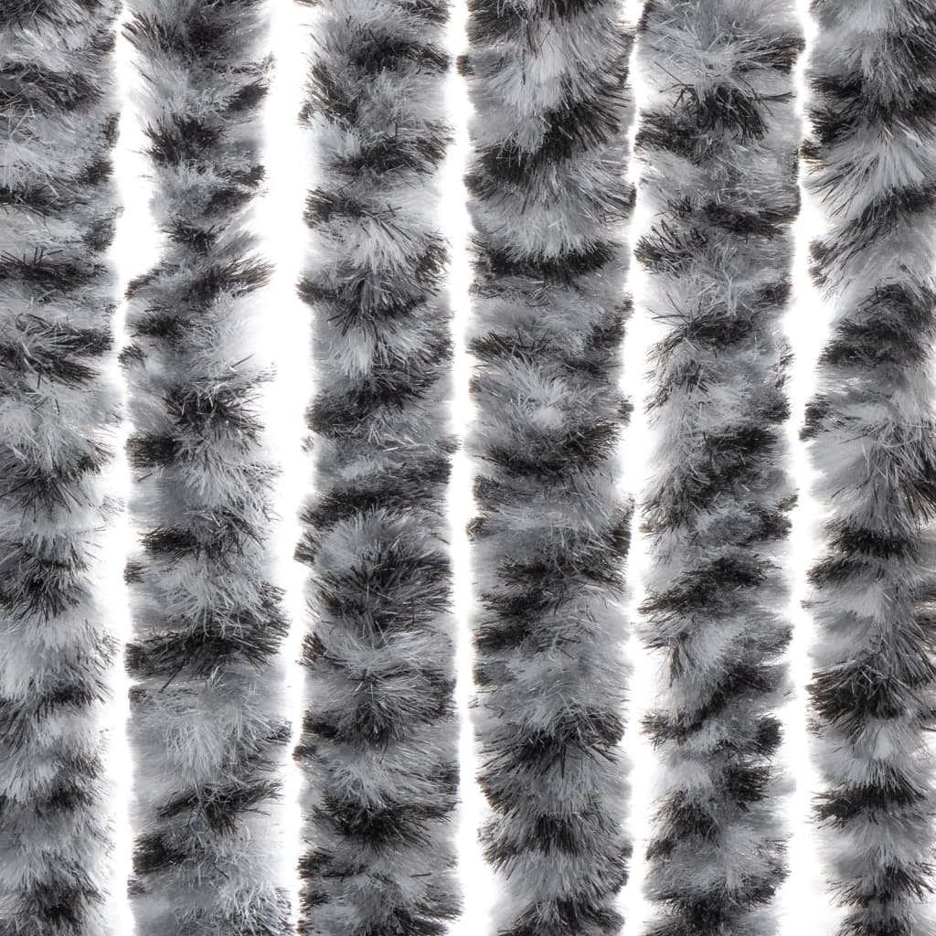 vidaXL Cortina anti-insetos 100x220 cm chenille cinzento/preto/branco