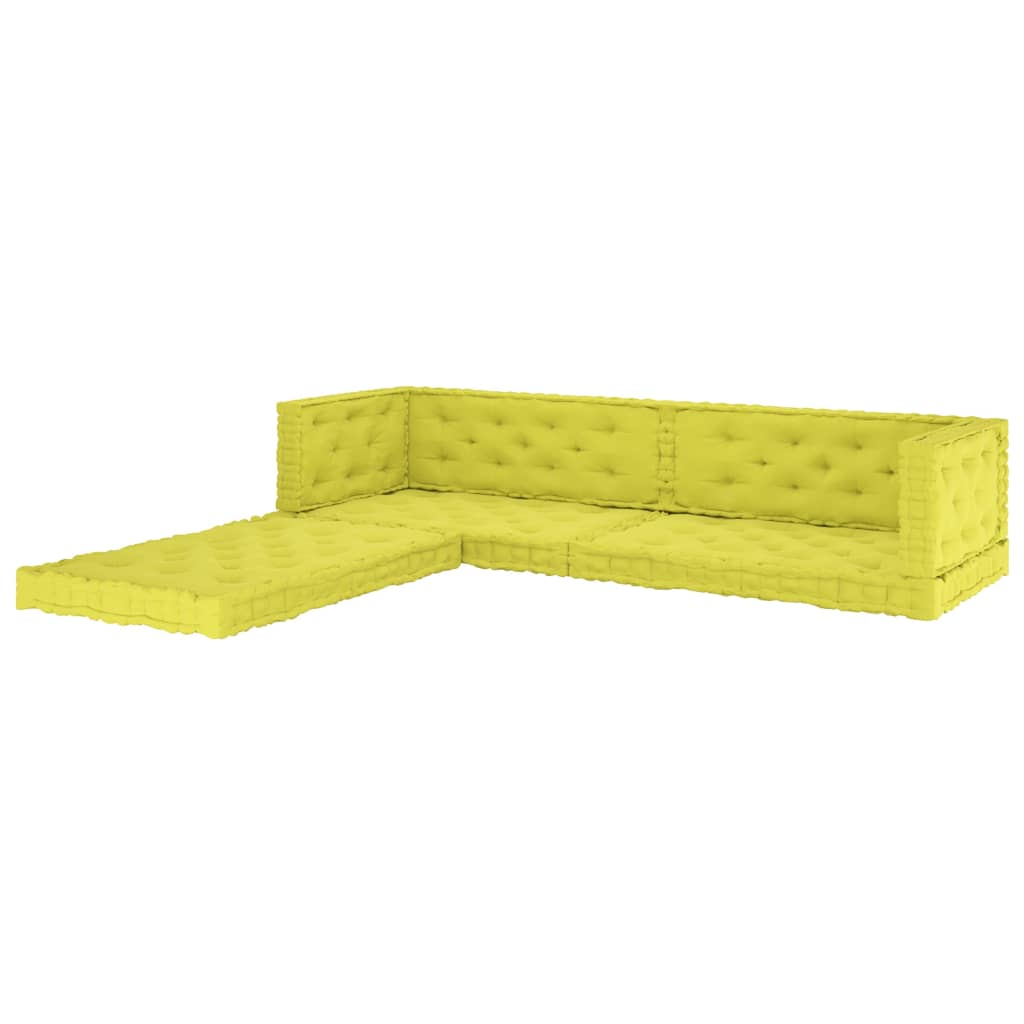 vidaXL Almofadões para sofá de paletes 7 pcs algodão verde maçã