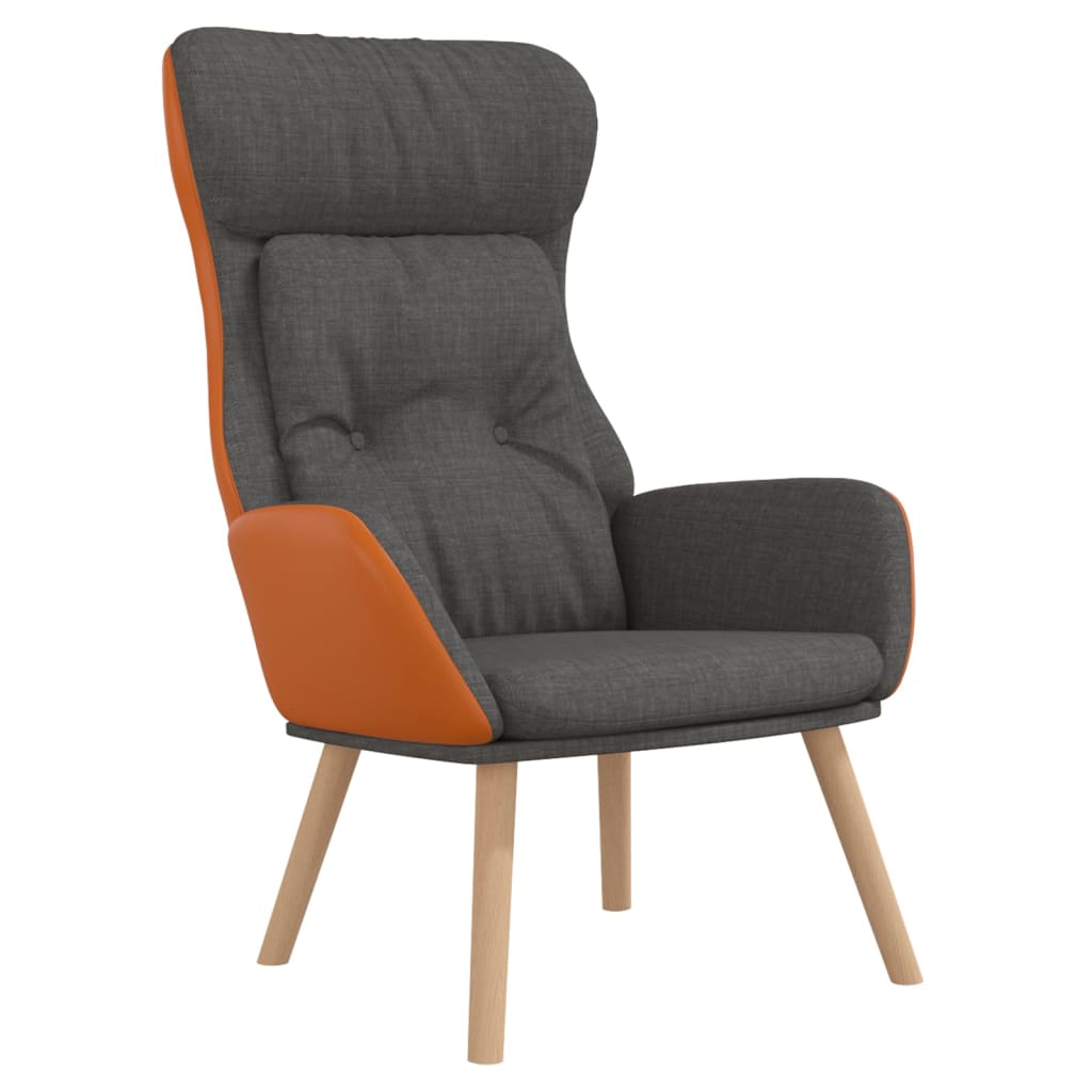 vidaXL Cadeira de descanso PVC e tecido cinzento-escuro
