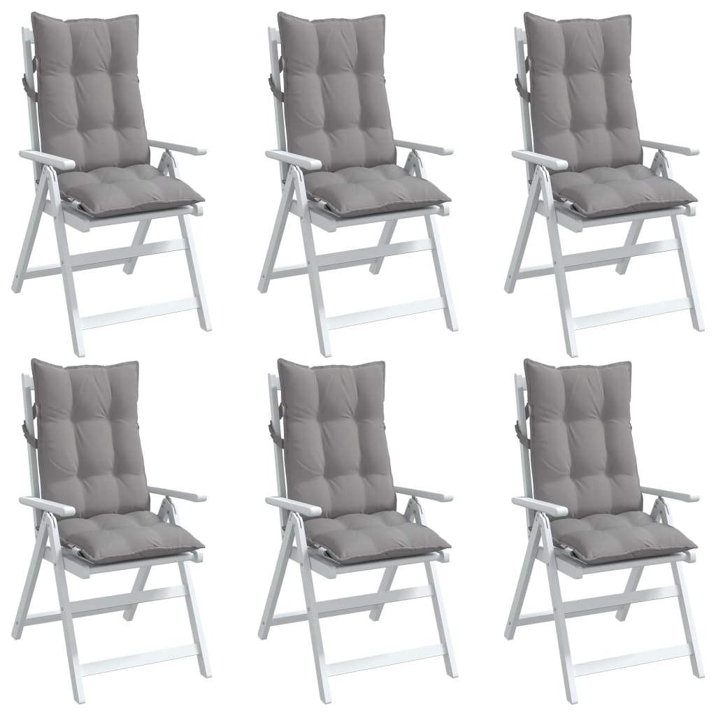 vidaXL Almofadões p/ cadeira encosto alto 6 pcs tecido oxford cinzento
