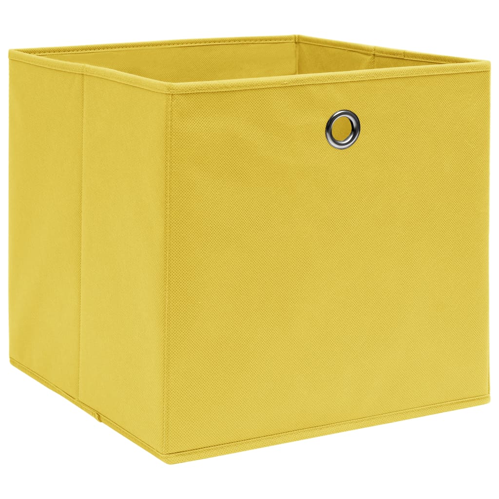 vidaXL Caixas de arrumação 10 pcs 32x32x32 cm tecido amarelo