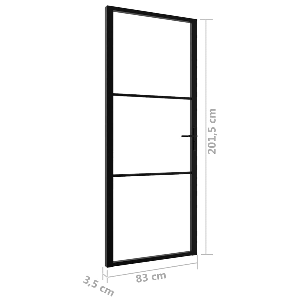 vidaXL Porta de interior em vidro ESG e alumínio 83x201,5 cm preto