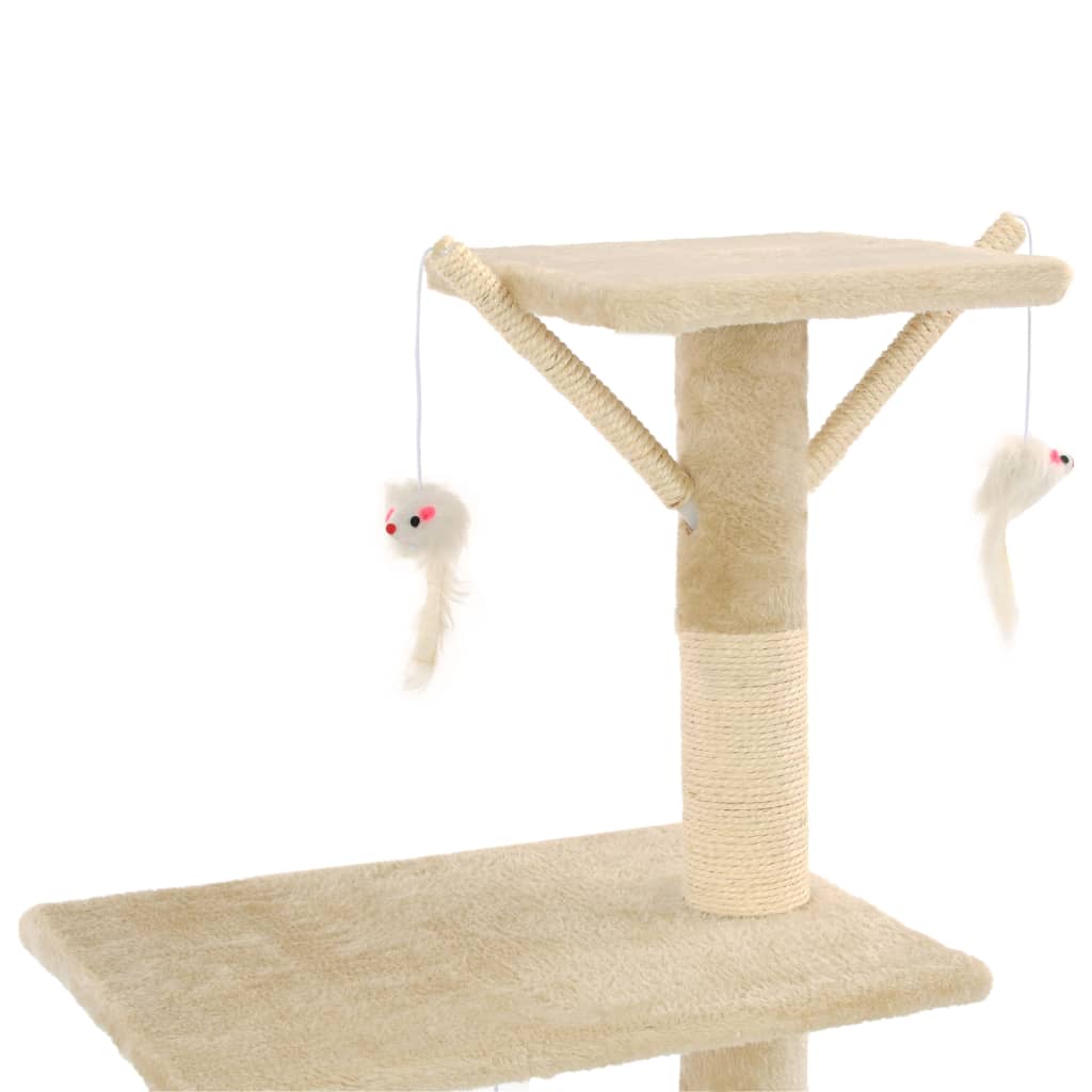 vidaXL Árvore para gatos c/ postes arranhadores sisal 138 cm bege