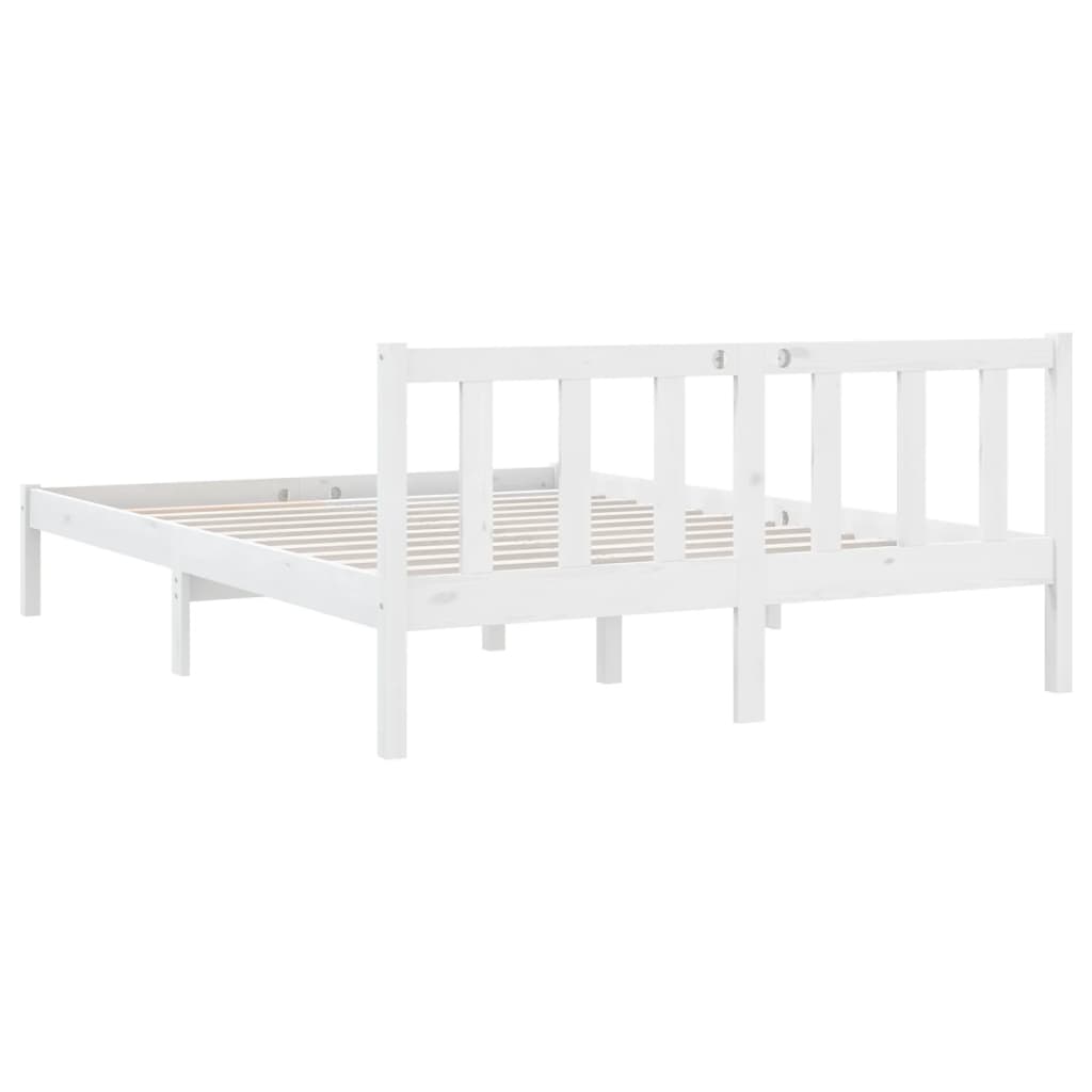 vidaXL Estrutura de cama em pinho maciço 160x200 cm branco