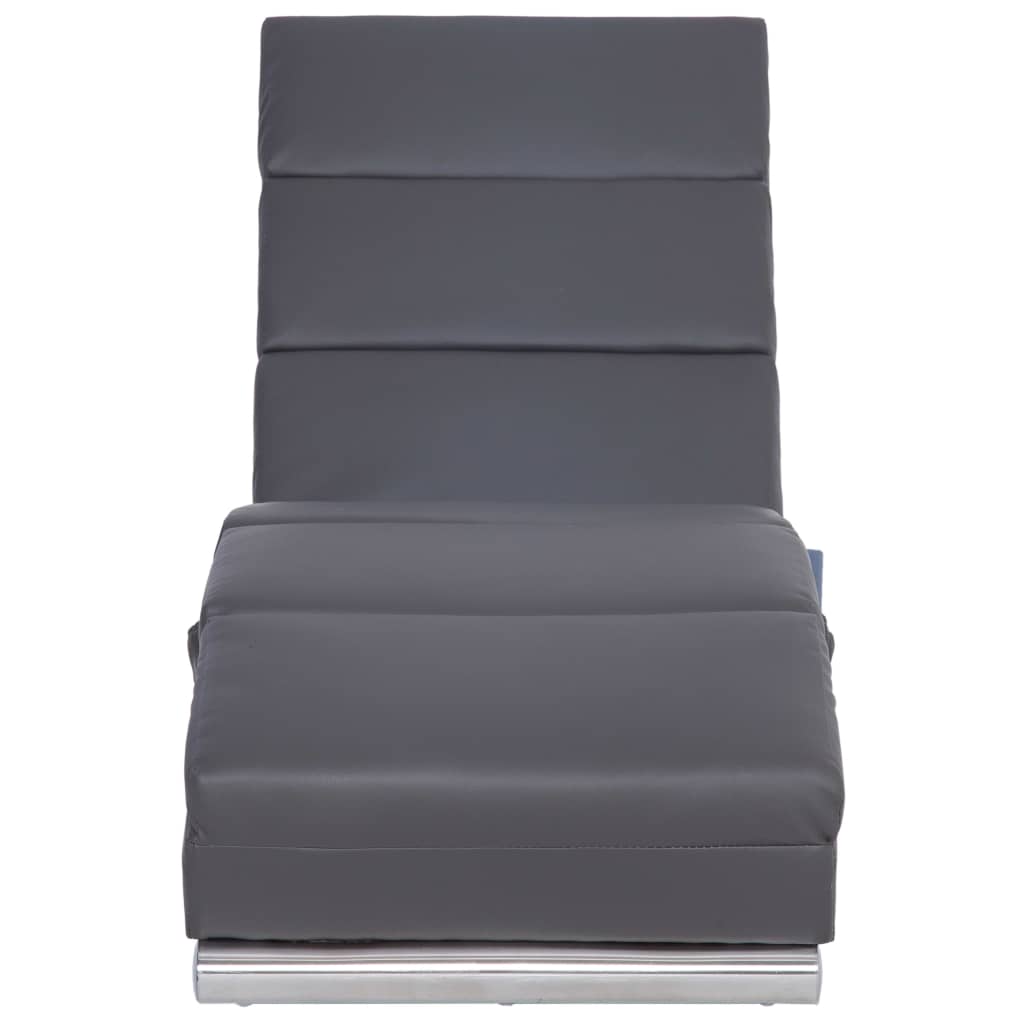 vidaXL Chaise longue de massagens couro artificial cinzento