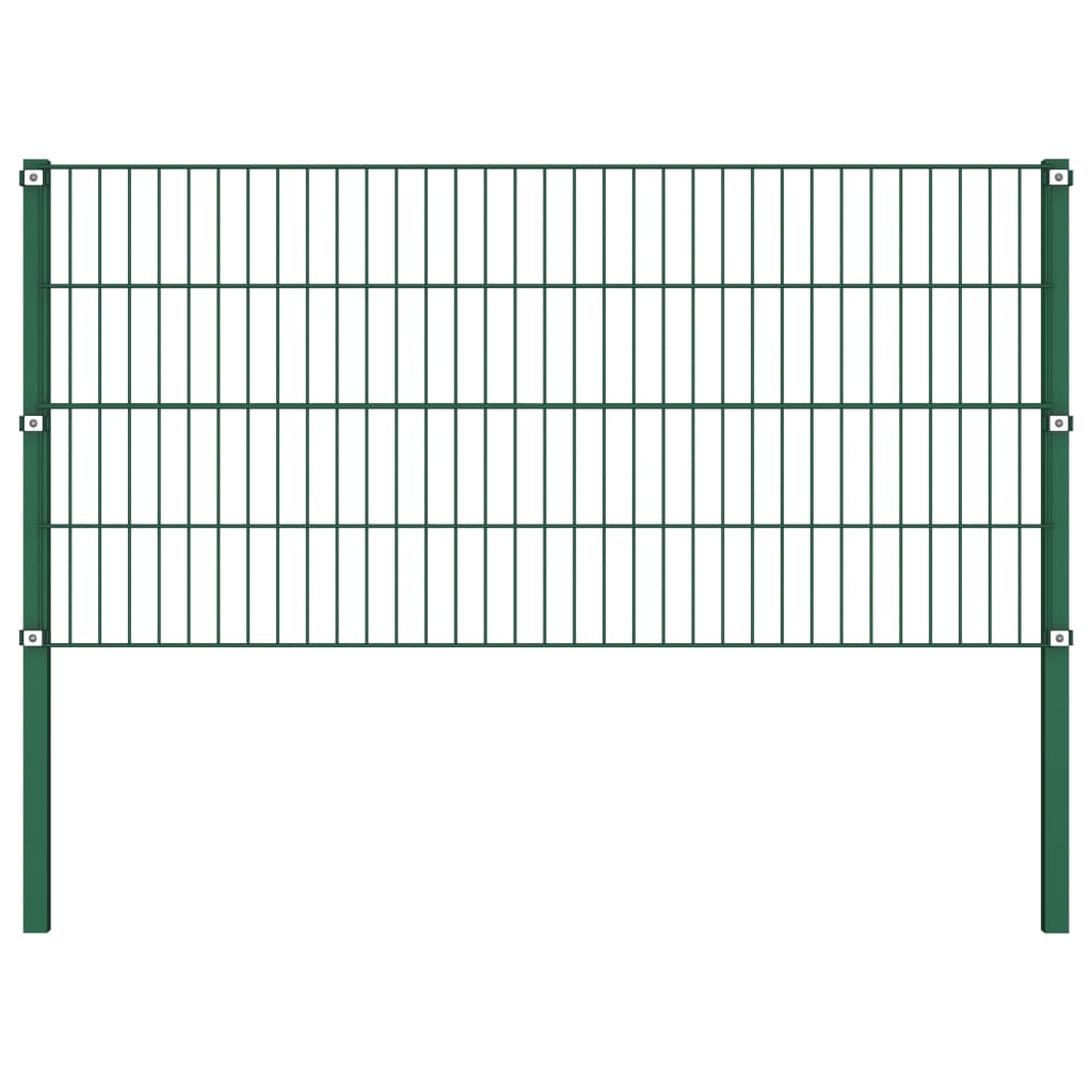 vidaXL Painel de vedação com postes ferro 10,2x0,8 m verde