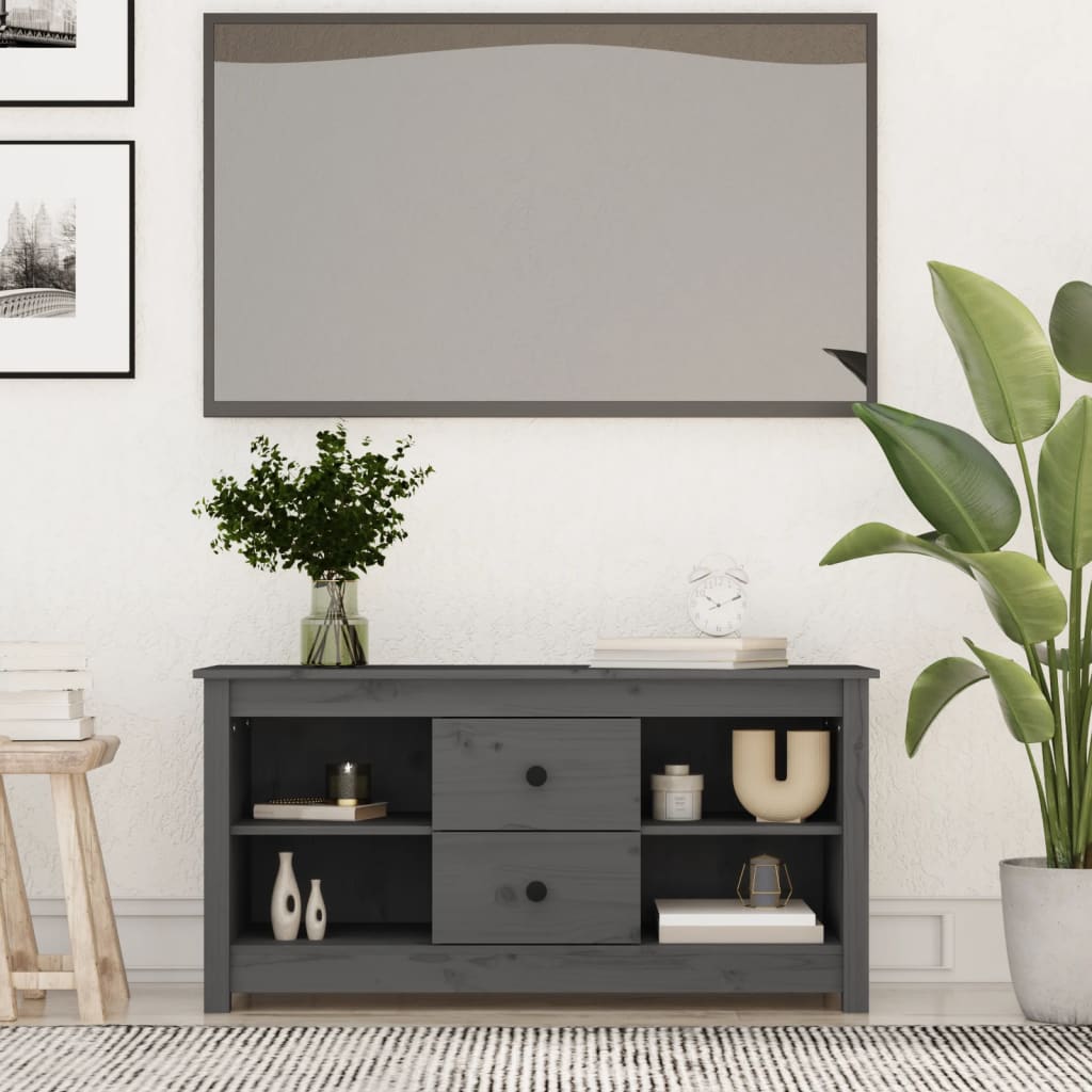 vidaXL Móvel de TV 103x36,5x52 cm madeira de pinho maciça cinzento
