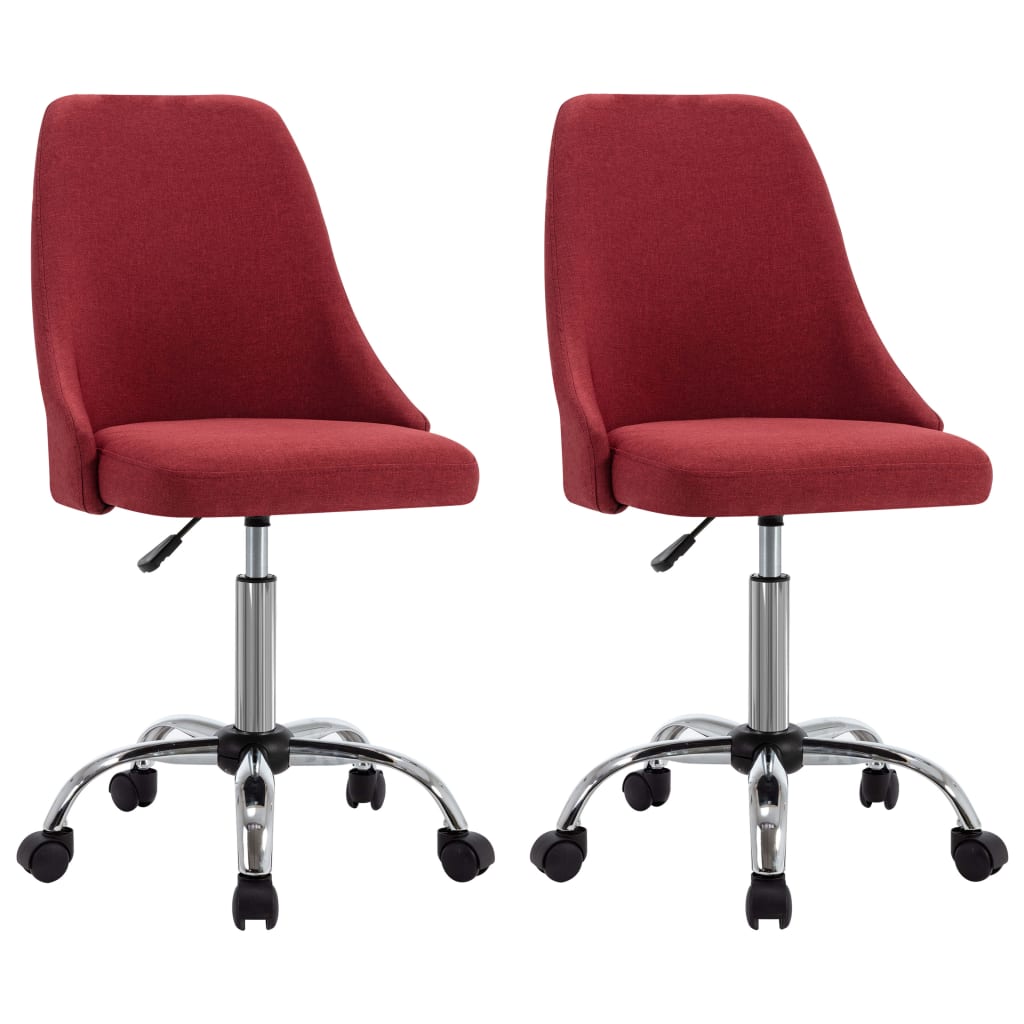 vidaXL Cadeiras de escritório com rodas 2 pcs tecido vermelho-tinto