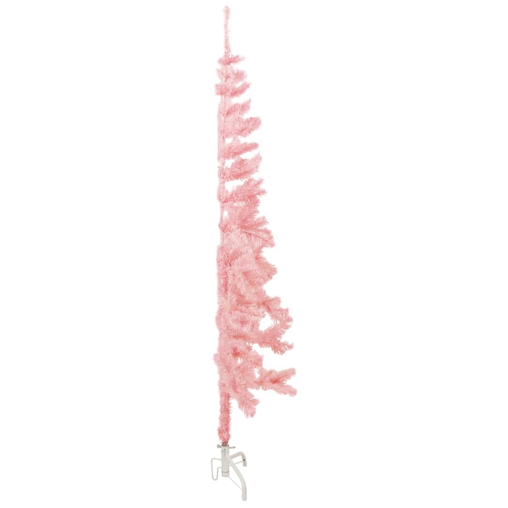 vidaXL Meia árvore de Natal fina com suporte 180 cm rosa
