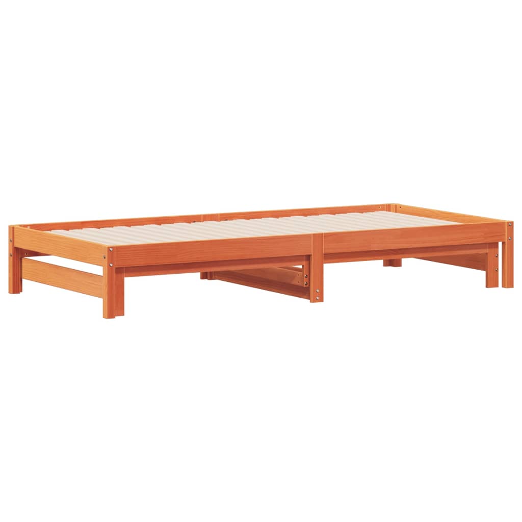 vidaXL Sofá-cama com gavetão 80x200 cm madeira de pinho castanho cera