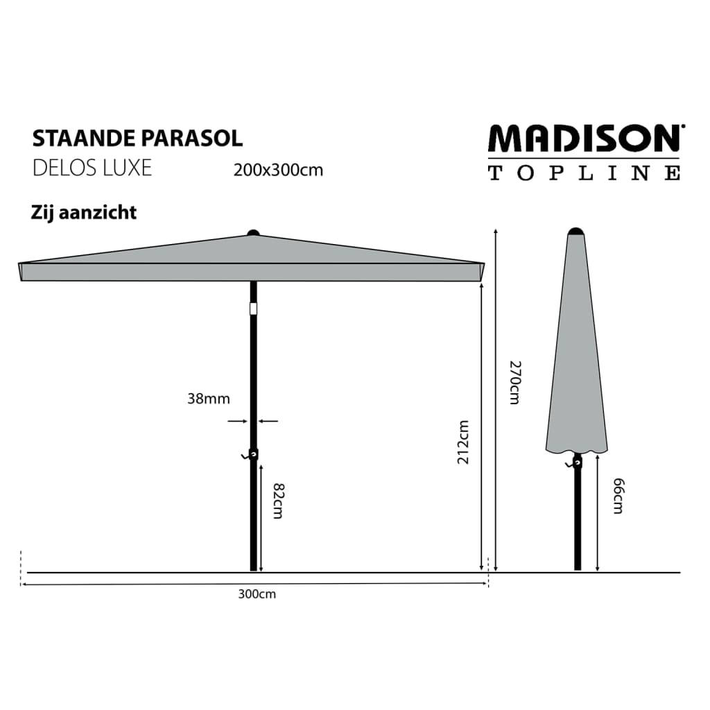 Madison Guarda-sol Delos Luxe 300x200 cm cinzento PAC5P014
