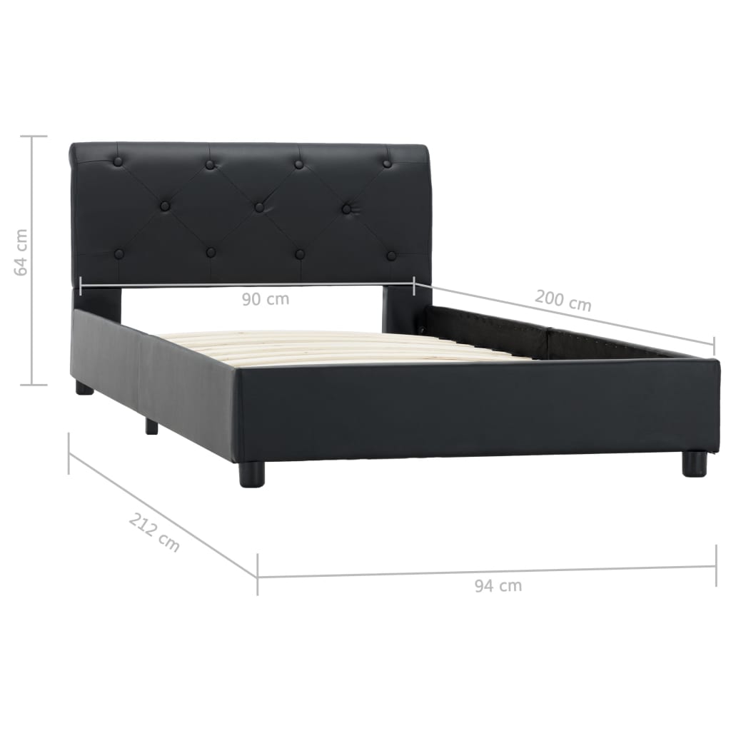 vidaXL Estrutura de cama 90x200 cm couro artificial preto