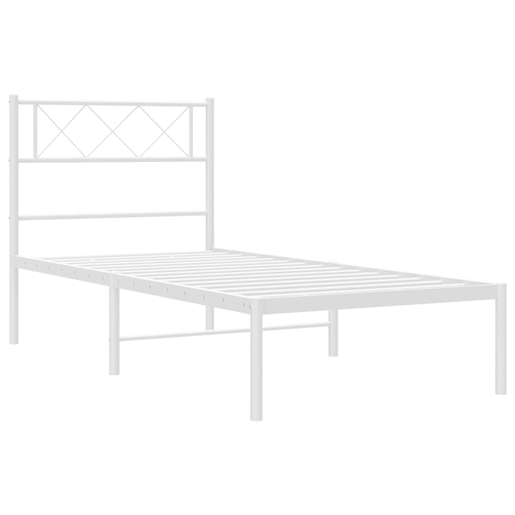 vidaXL Estrutura de cama com cabeceira 100x190 cm metal branco