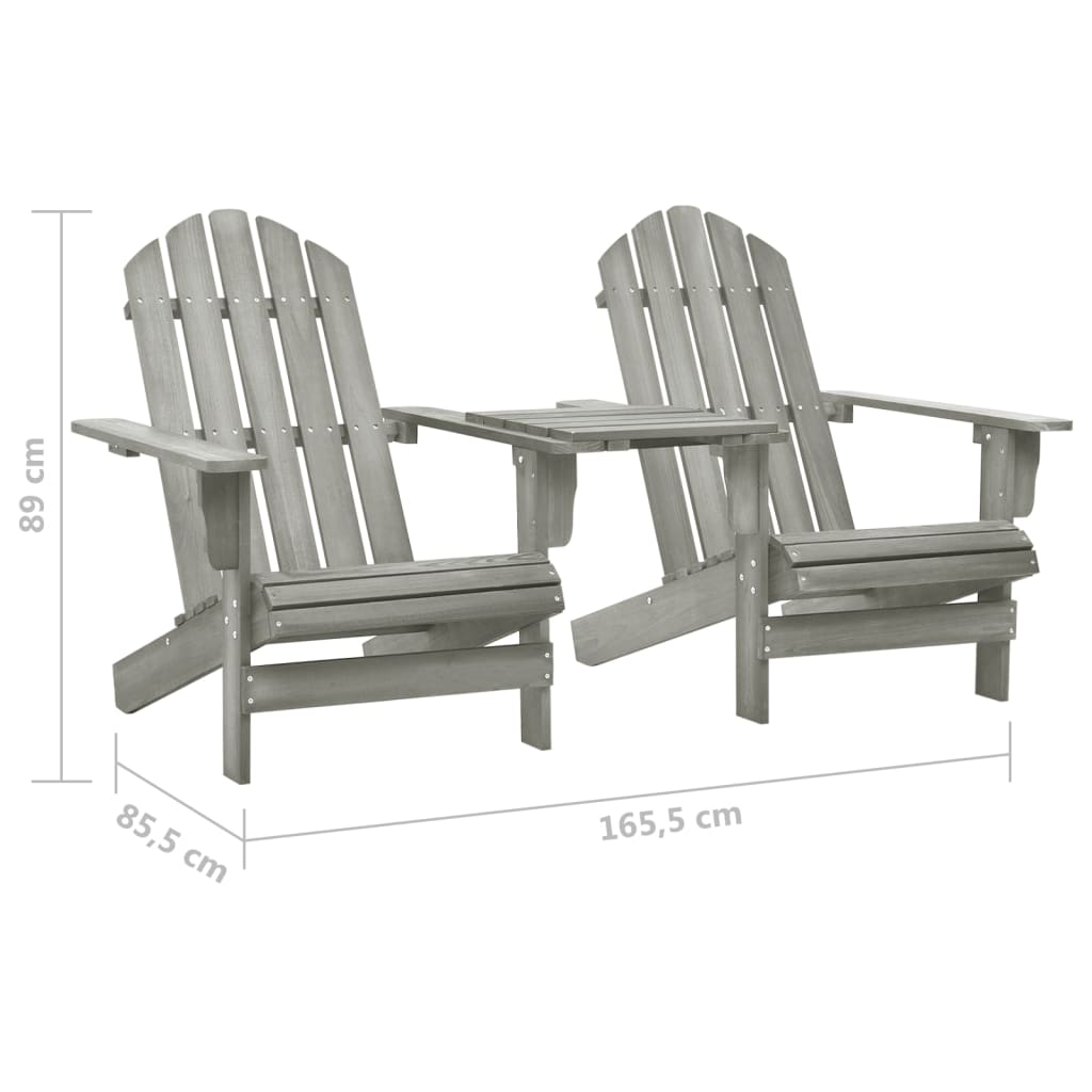 vidaXL Cadeiras jardim Adirondack + mesa centro madeira abeto cinza