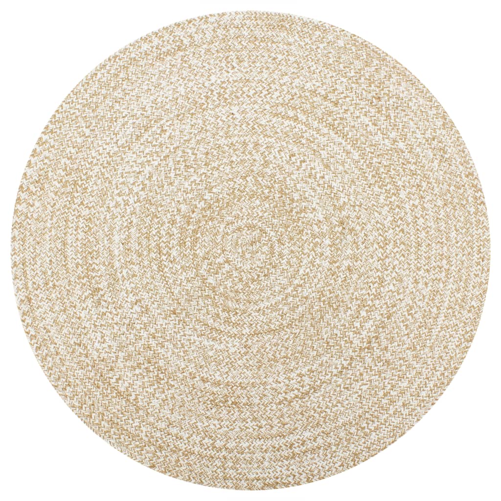 vidaXL Tapete artesanal em juta 150 cm branco e natural