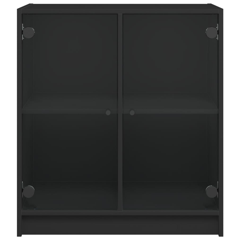 vidaXL Armário de apoio c/ portas de vidro 68x37x75,5 cm preto