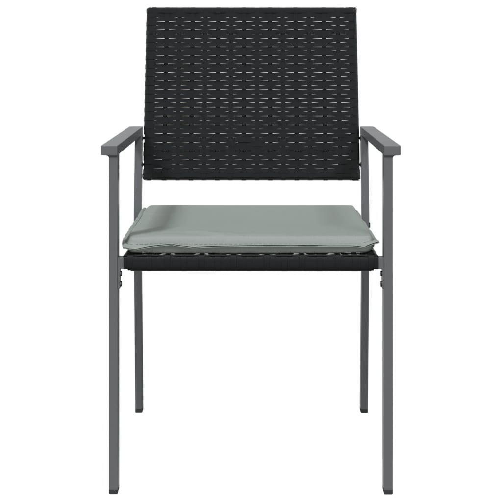 vidaXL Cadeiras jardim c/ almofadões 2 pcs 54x62,5x89 cm vime PE preto