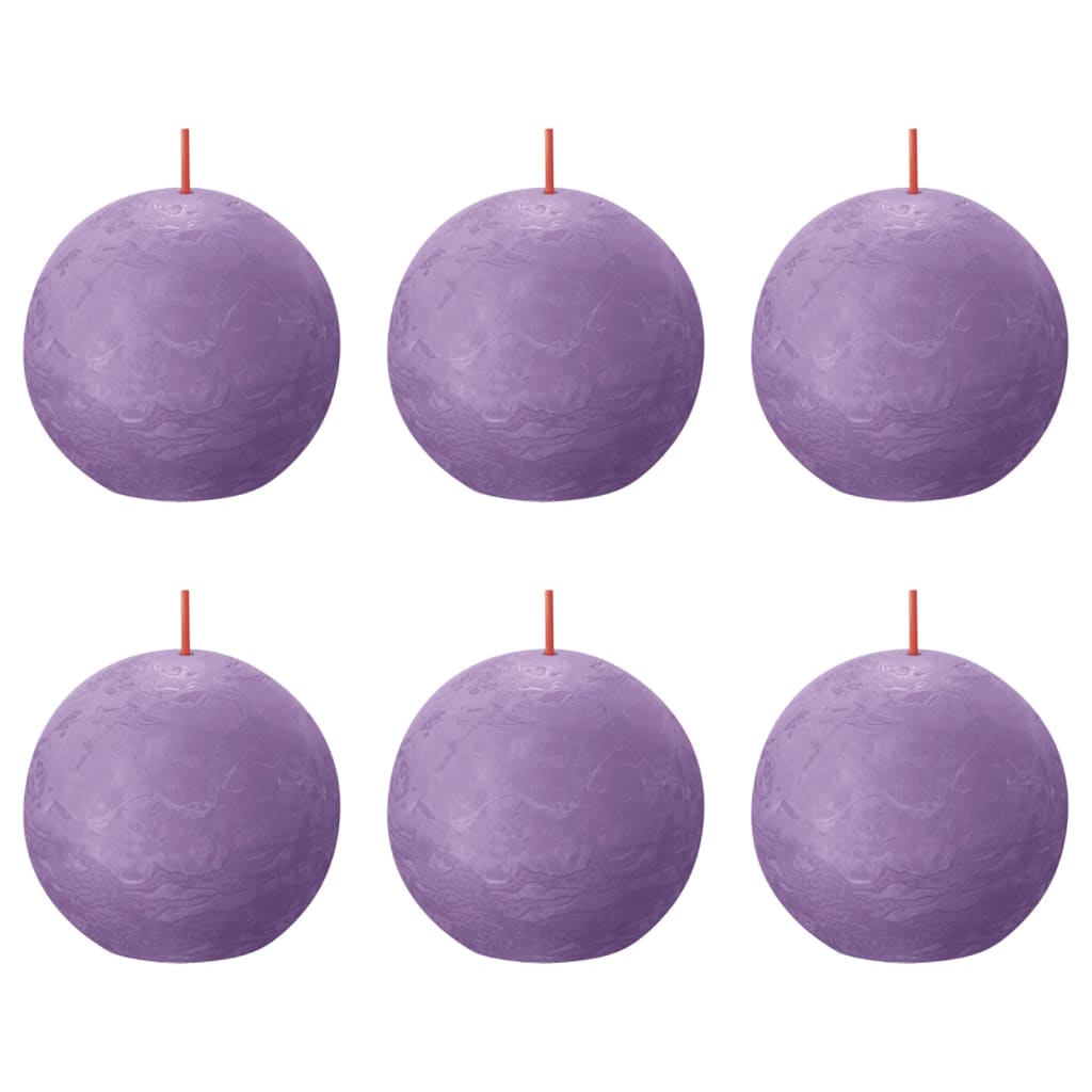 Bolsius Velas rústicas redondas Shine 6 pcs 76x190mm violeta vibrante