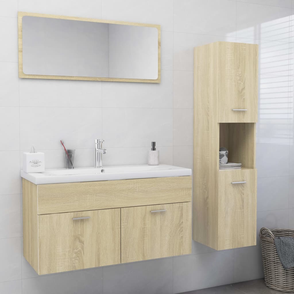 vidaXL Conjunto móveis casa banho madeira processada carvalho sonoma