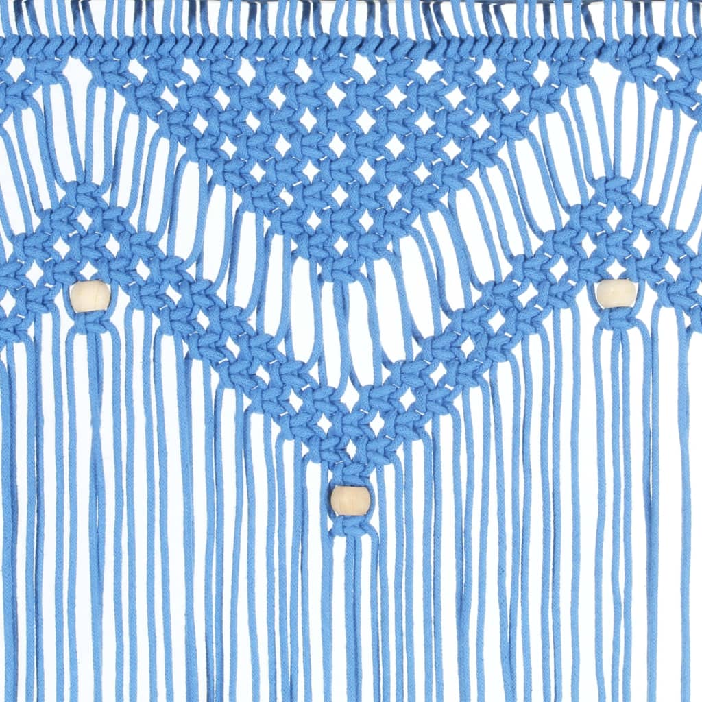 vidaXL Cortina macramé 140x240 cm algodão azul