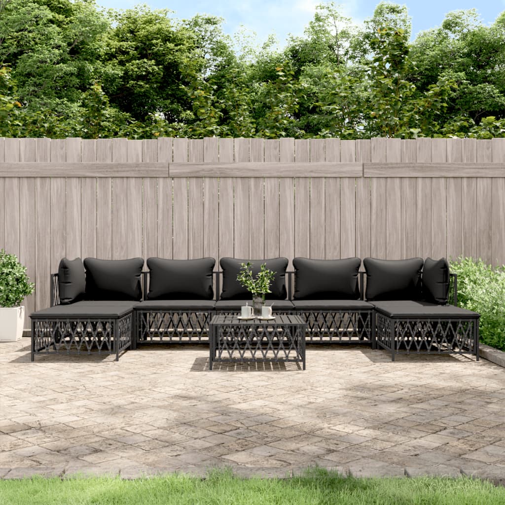 vidaXL 8 pcs conjunto lounge de jardim com almofadões aço antracite