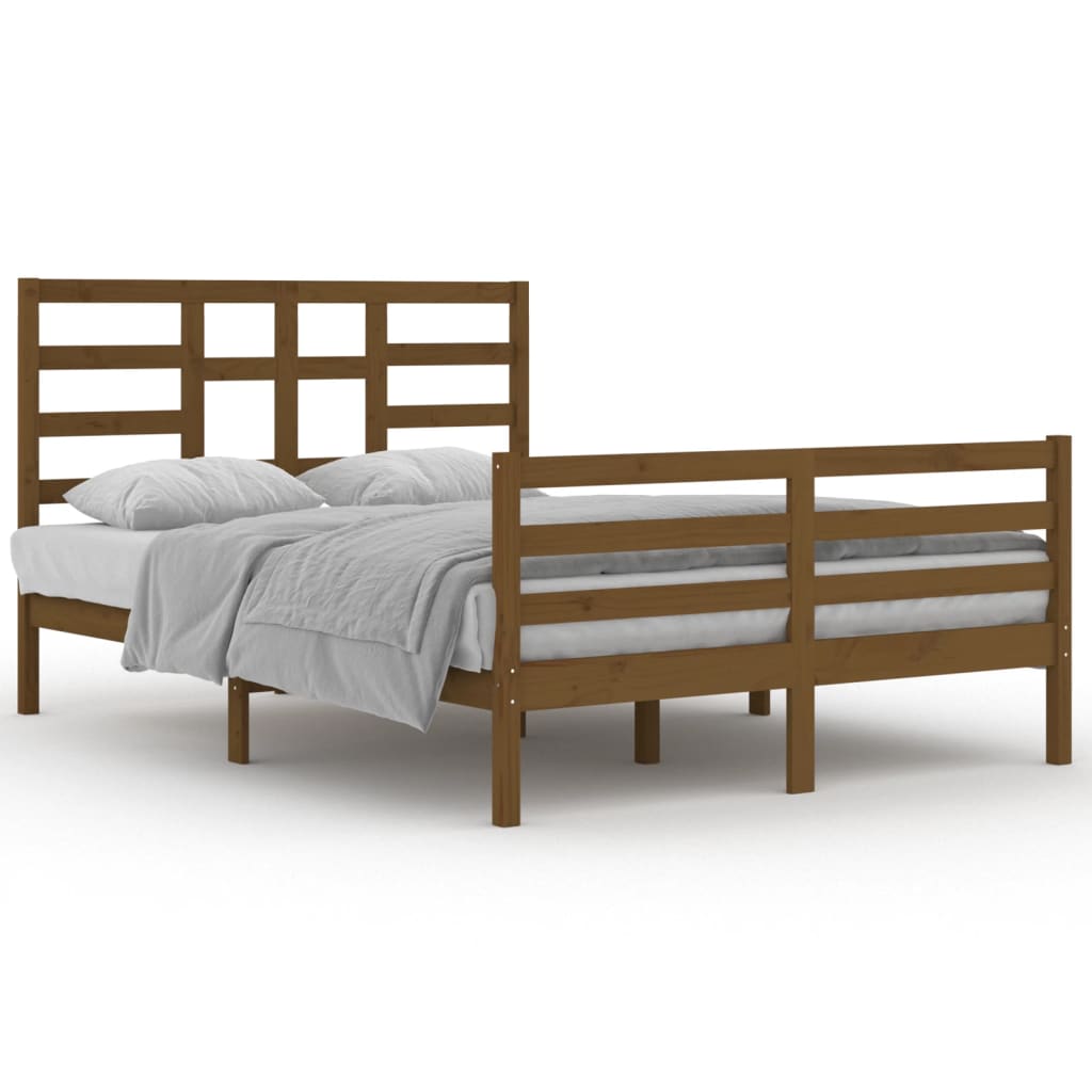 vidaXL Estrutura de cama 140x200 cm madeira maciça castanho-mel