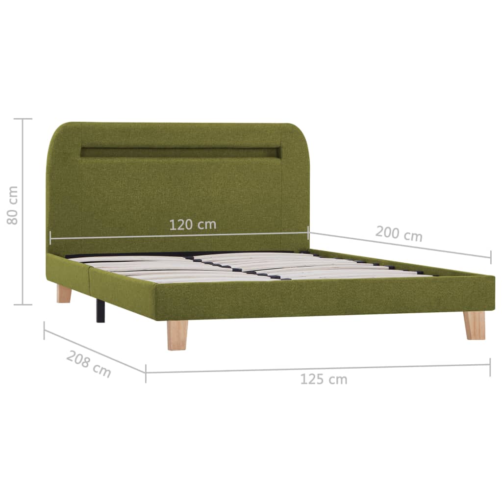 vidaXL Estrutura de cama com LED em tecido 120x200 cm verde