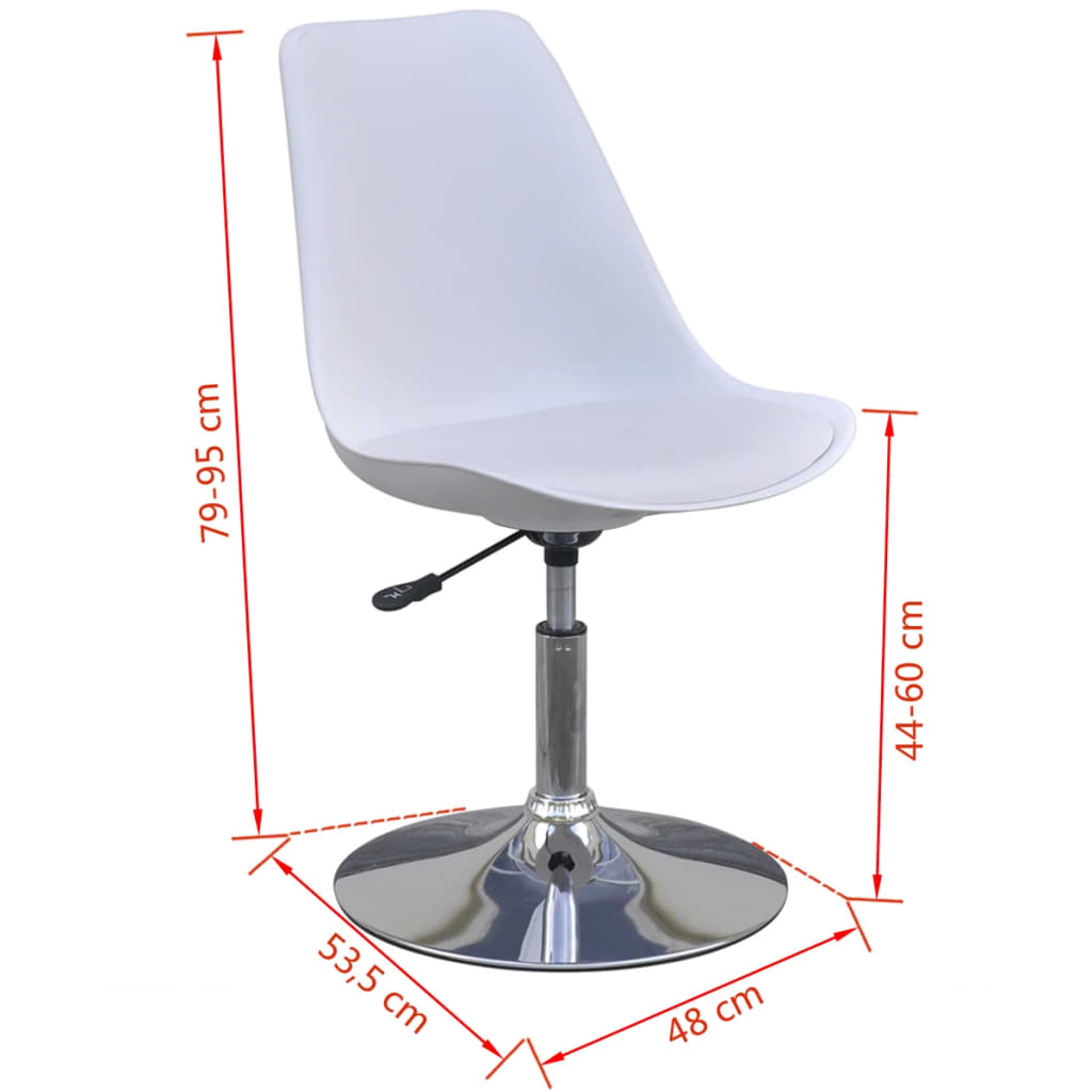 vidaXL Cadeiras de jantar giratórias 6 pcs couro artificial branco