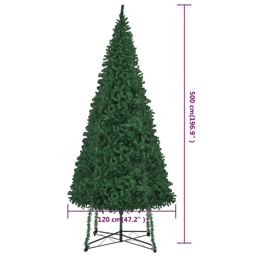 vidaXL Árvore de Natal artificial com suporte 500 cm verde