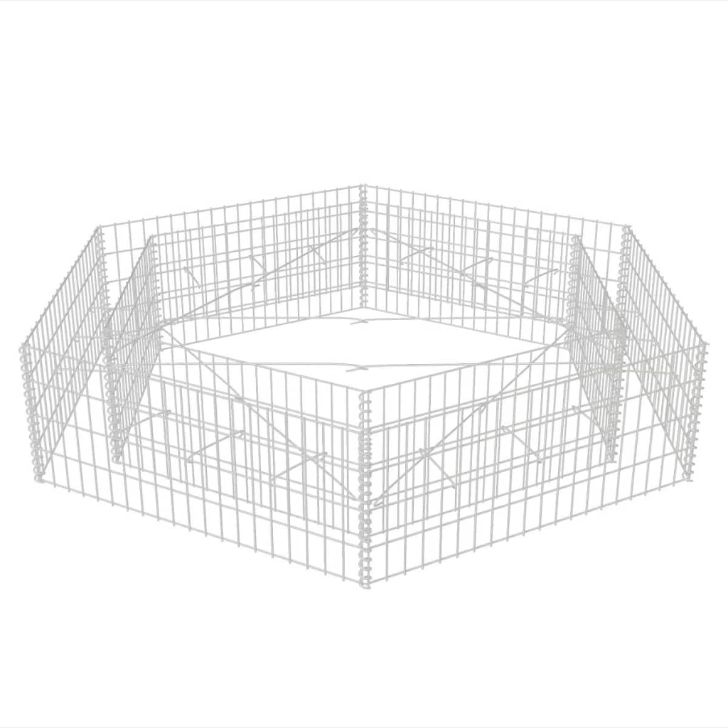 vidaXL Canteiro elevado/cesto gabião hexagonal 200x173x40 cm