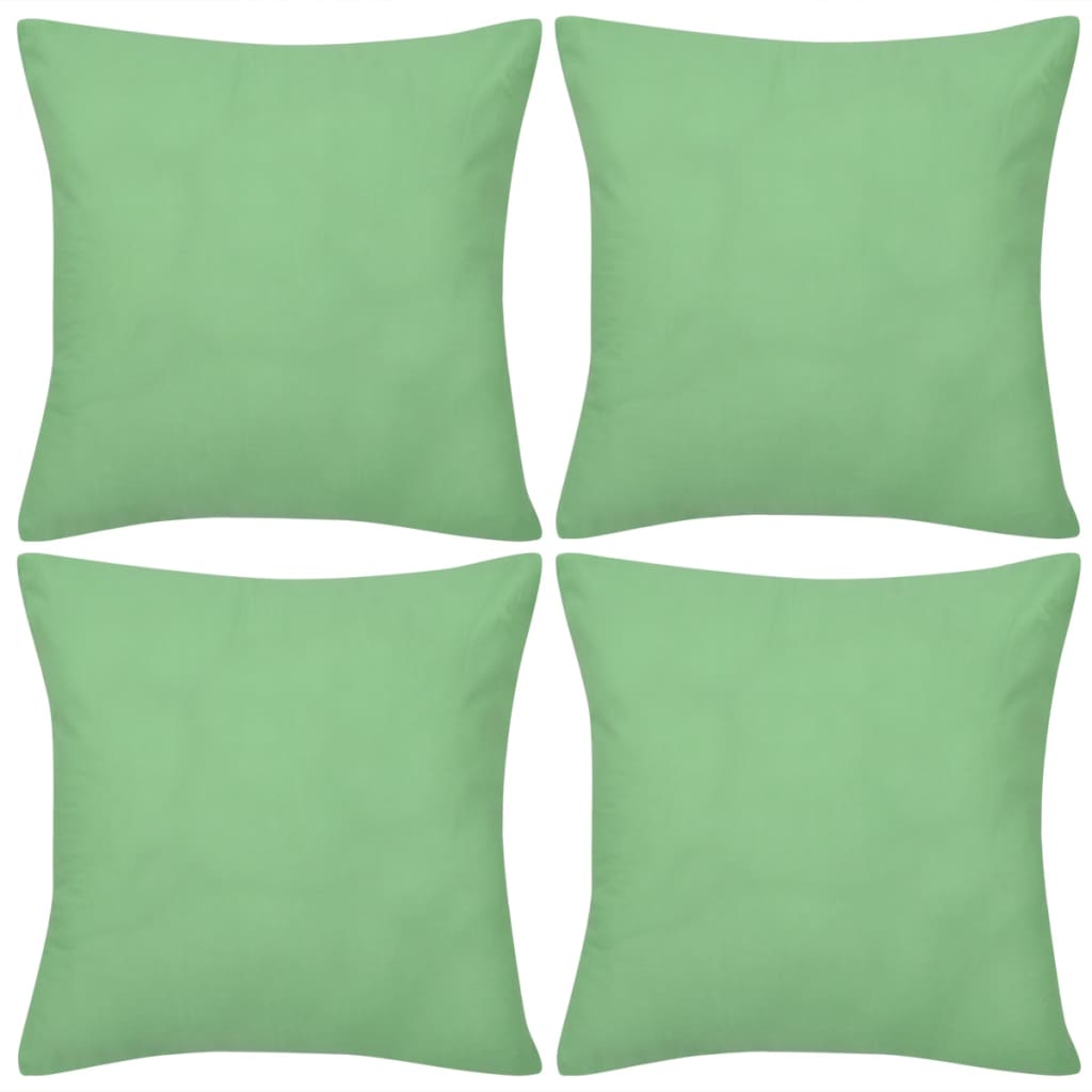 130925 4 Apple Green Cushion Covers Cotton 40 x 40 cm