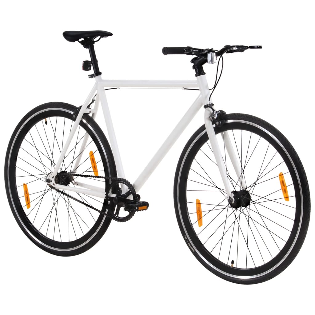vidaXL Bicicleta de mudanças fixas 700c 55 cm branco e preto