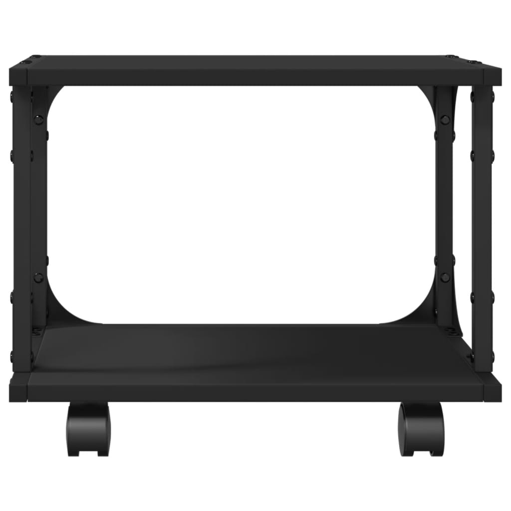 vidaXL Suporte impressora 2 prateleiras derivados de madeira preto