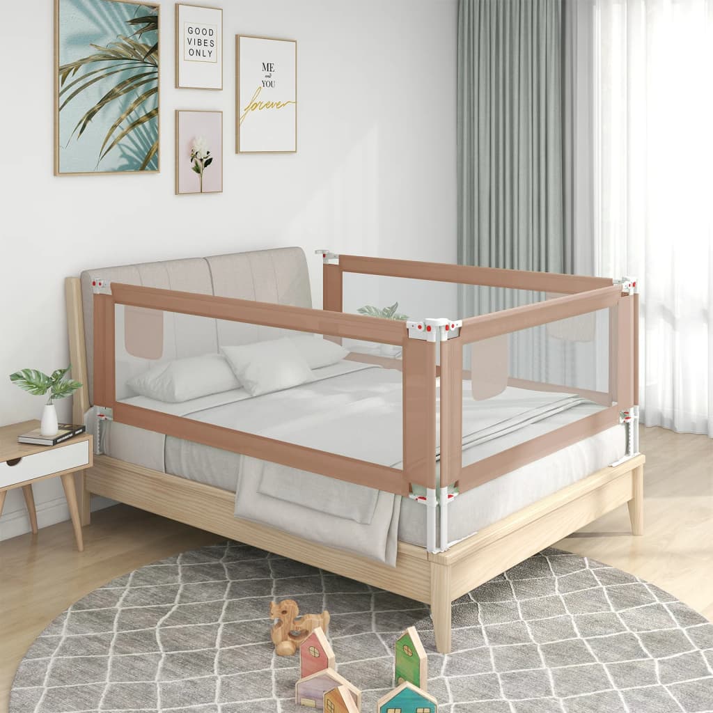 vidaXL Barra segur. p/ cama infantil tecido 120x25cm cinza-acastanhado