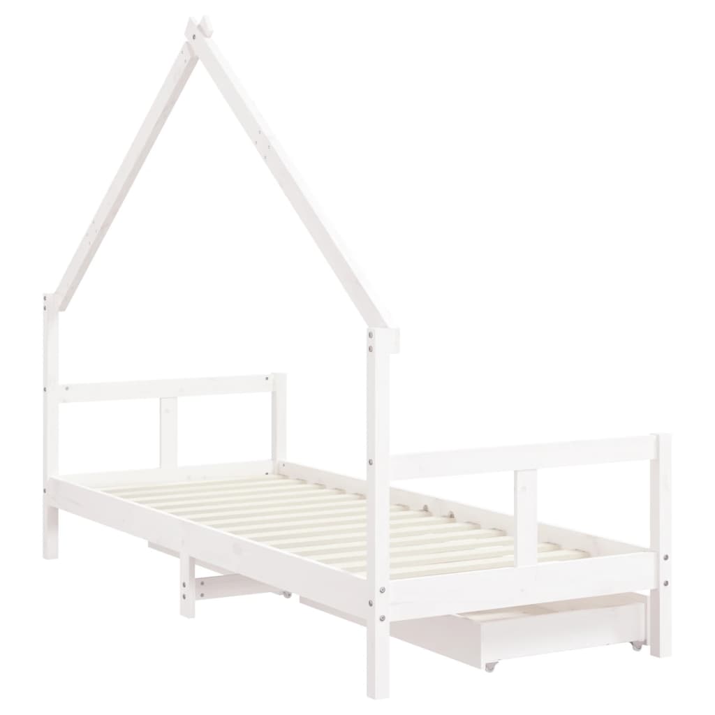 vidaXL Estrutura cama infantil c/ gavetas 80x200cm pinho maciço branco